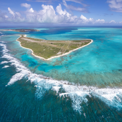 Midway Atoll as seen from a helicopter